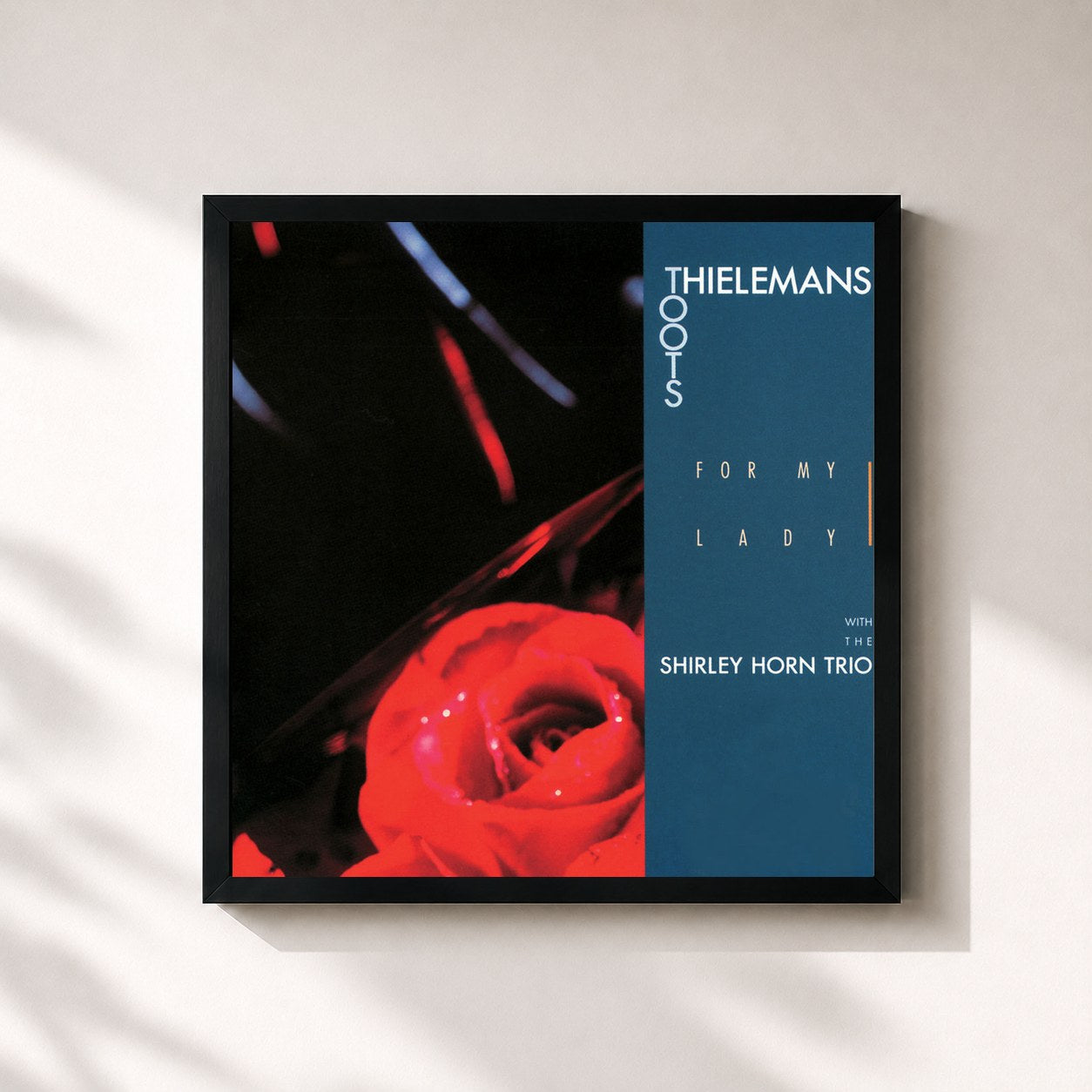 #noir Tableau carré de l'album For My Lady de Toots Thielemans, cadre noir 32x32 cm