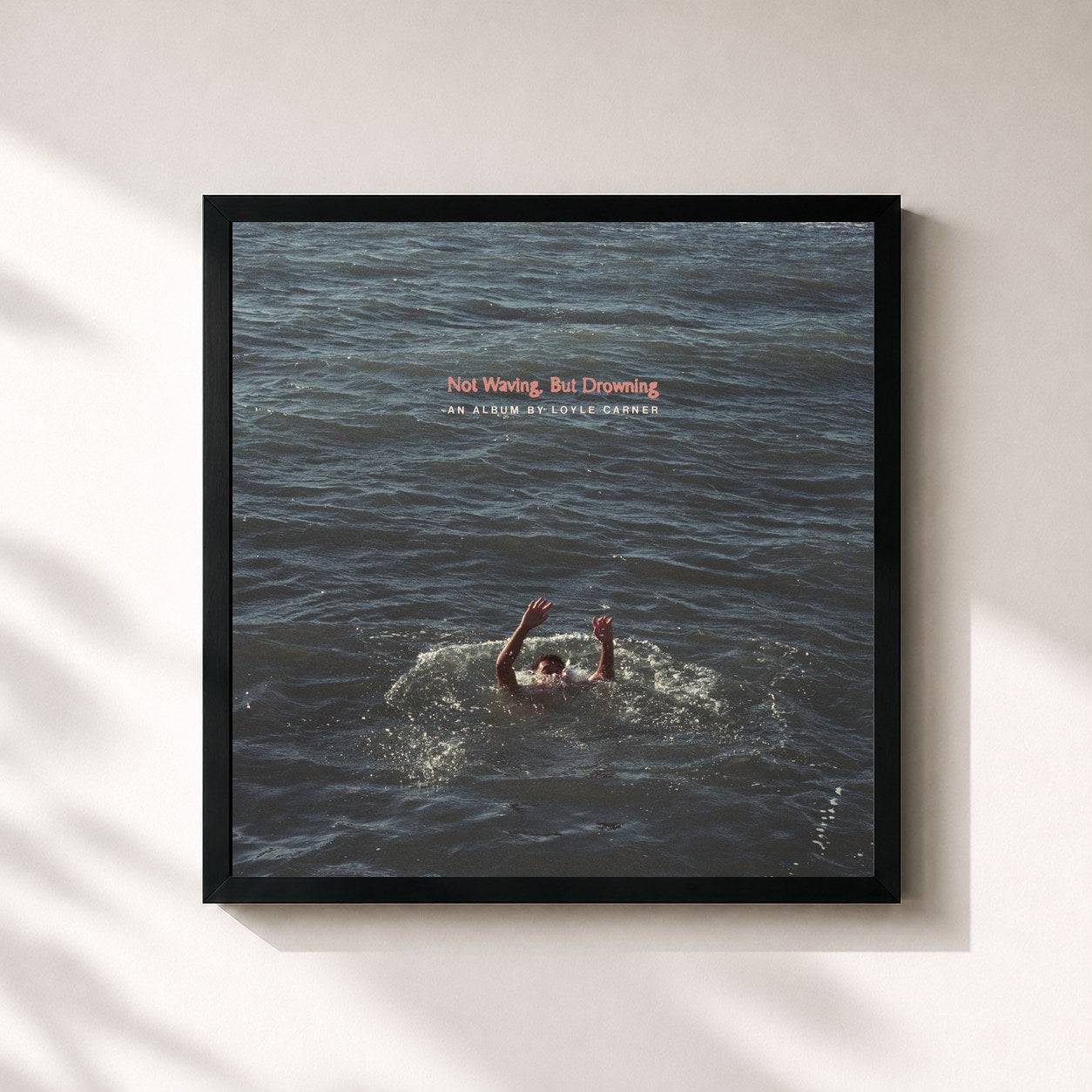 #noir Tableau carré de l'album Not Waving, But Drowning de Loyle Carner, cadre noir 32x32 cm