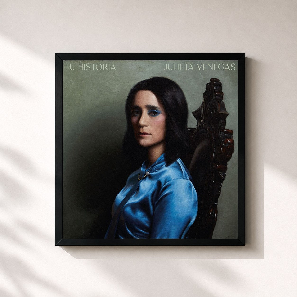 #noir Tableau carré de l'album Tu Historia de Julieta Venegas, cadre noir 32x32 cm