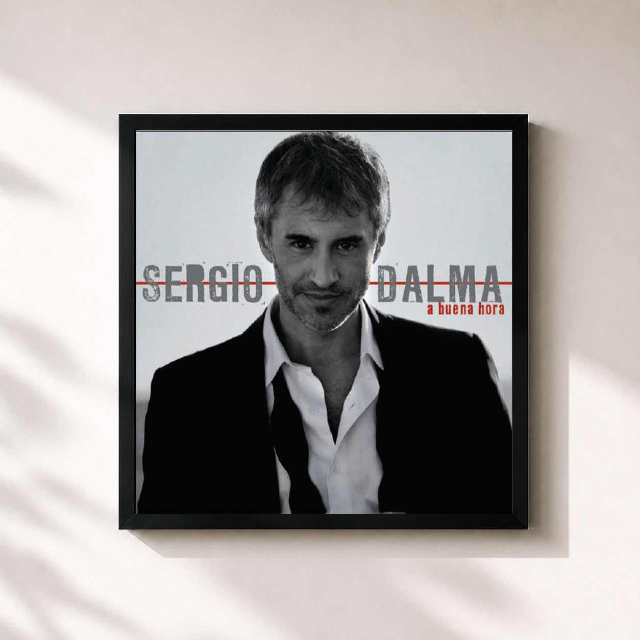 #noir Tableau carré de l'album A Buena Hora de Sergio Dalma, cadre noir 32x32 cm