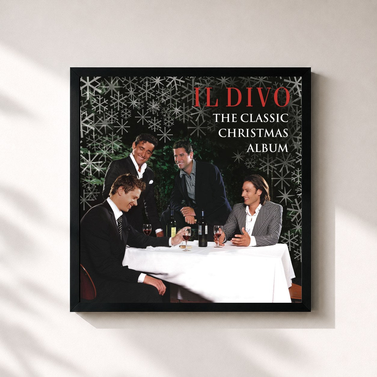 #noir Tableau carré de l'album The Classic Christmas Album de Il Divo, cadre noir 32x32 cm