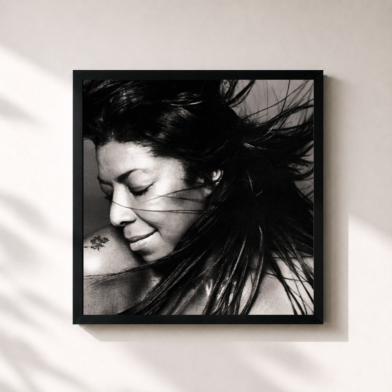 #noir Tableau carré de l'album Snowfall On The Sahara de Natalie Cole, cadre noir 32x32 cm