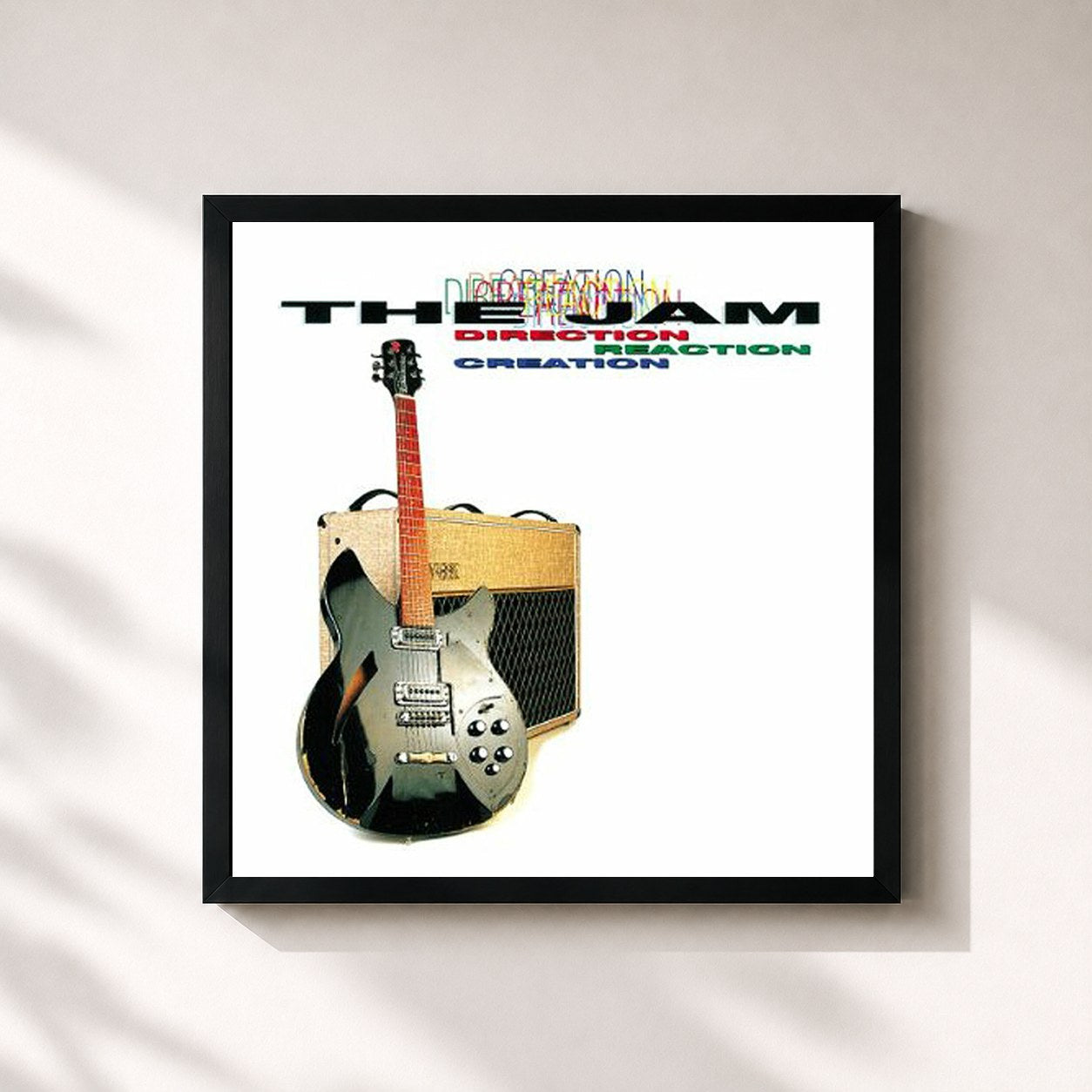 #noir Tableau carré de l'album Direction Reaction Creation de The Jam, cadre noir 32x32 cm