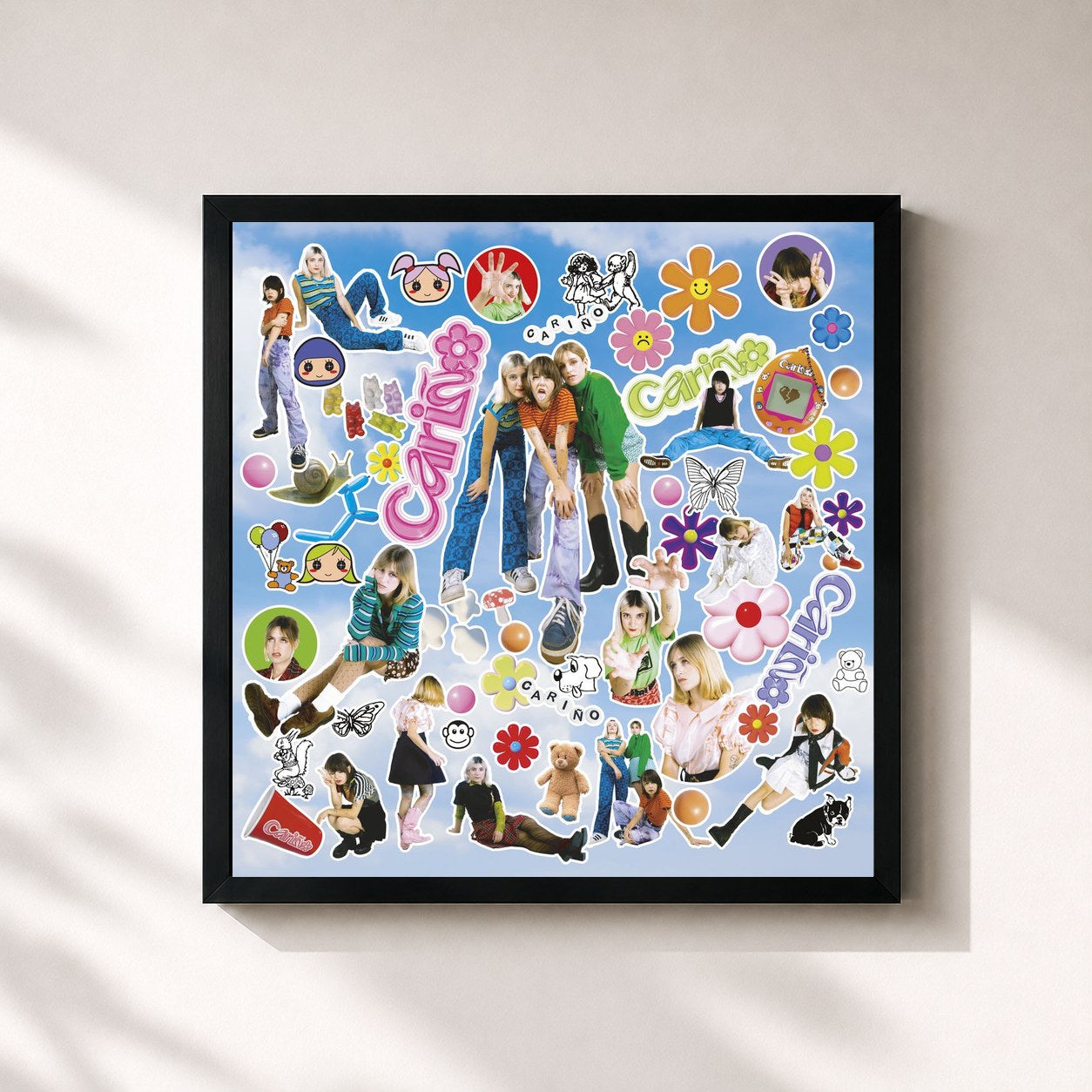 #noir Tableau carré de l'album CARIÑO de Carino, cadre noir 32x32 cm