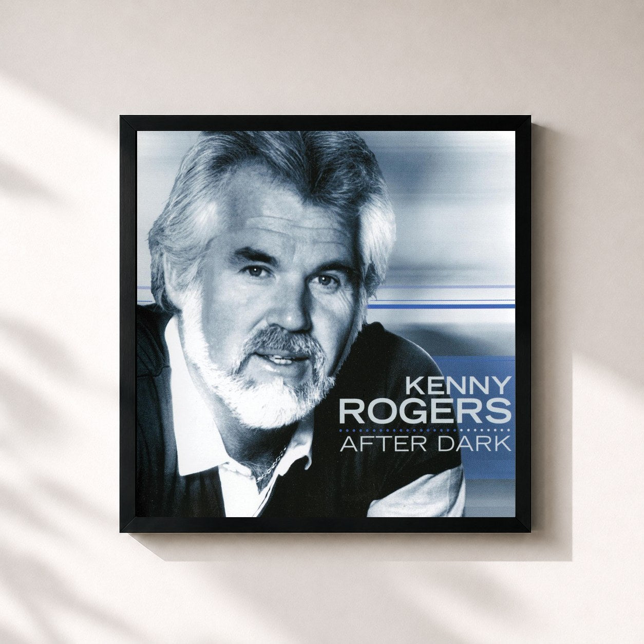 #noir Tableau carré de l'album After Dark de Kenny Rogers, cadre noir 32x32 cm