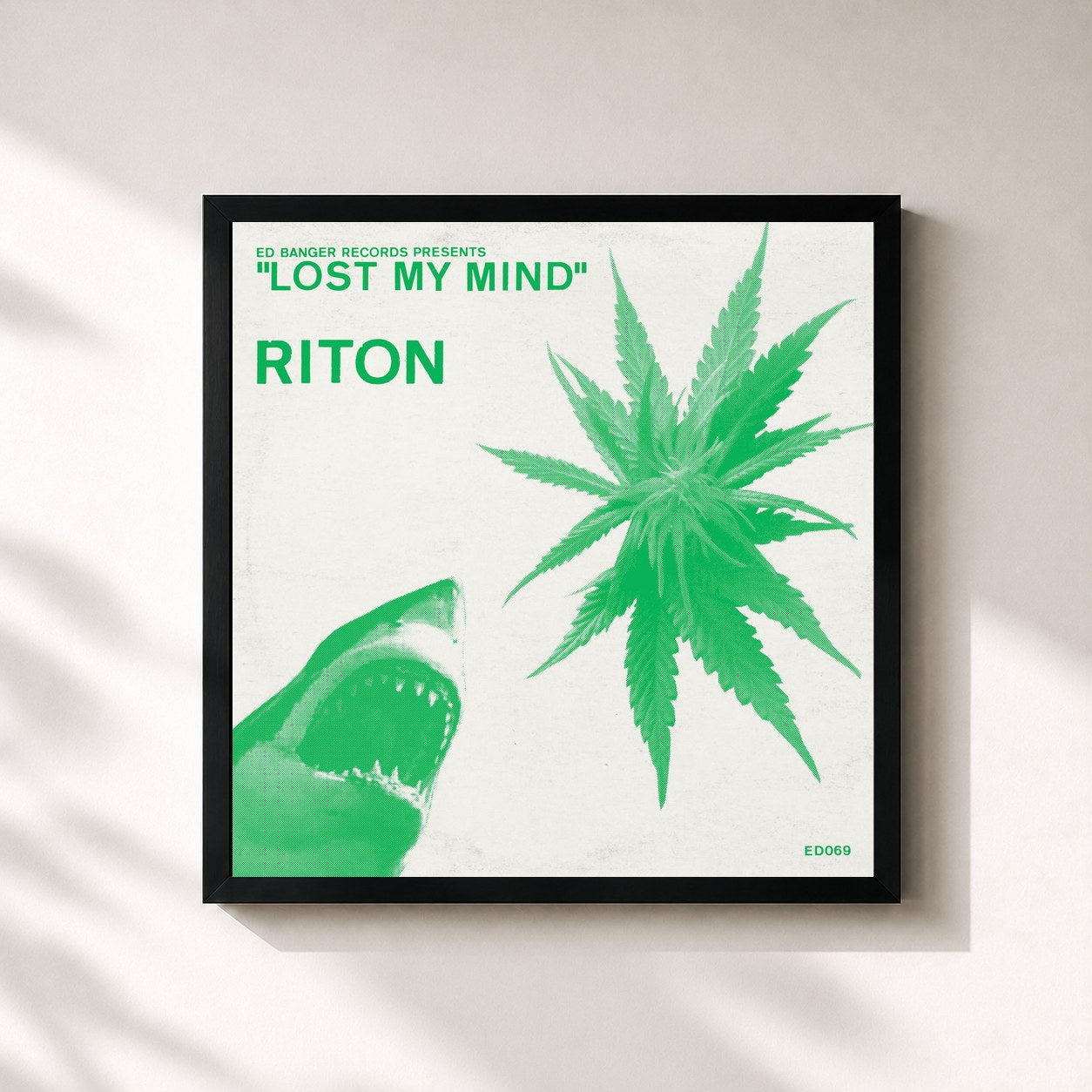 #noir Tableau carré de l'album Lost My Mind de Riton, cadre noir 32x32 cm