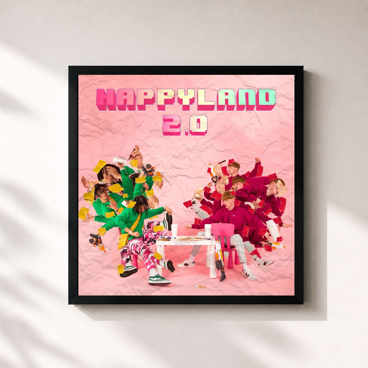 #noir Tableau carré de l'album Happyland 2.0 de Jacin Trill, cadre noir 32x32 cm