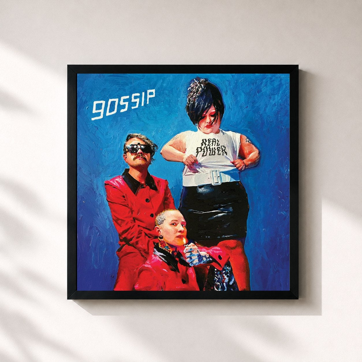 #noir Tableau carré de l'album Real Power de Gossip, cadre noir 32x32 cm