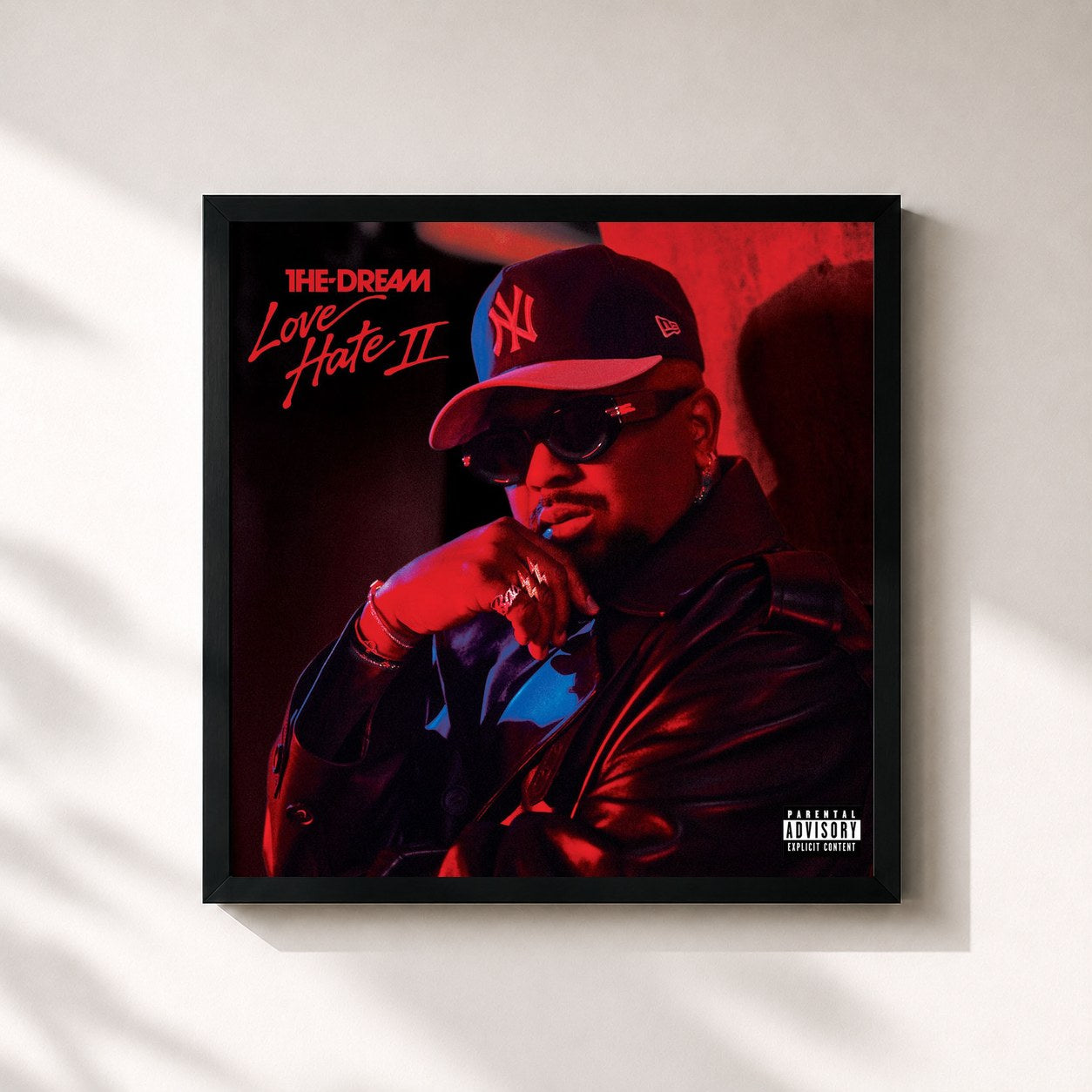 #noir Tableau carré de l'album Love/Hate II de THE-DREAM, cadre noir 32x32 cm