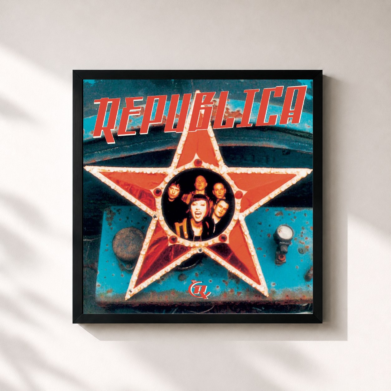 #noir Tableau carré de l'album Republica de Republica, cadre noir 32x32 cm