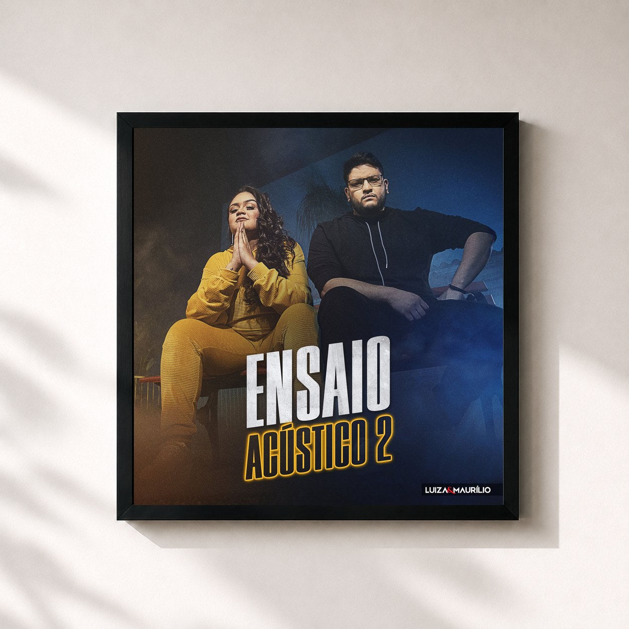 #noir Tableau carré de l'album Ensaio Acústico 2 de Luíza & Maurílio, cadre noir 32x32 cm