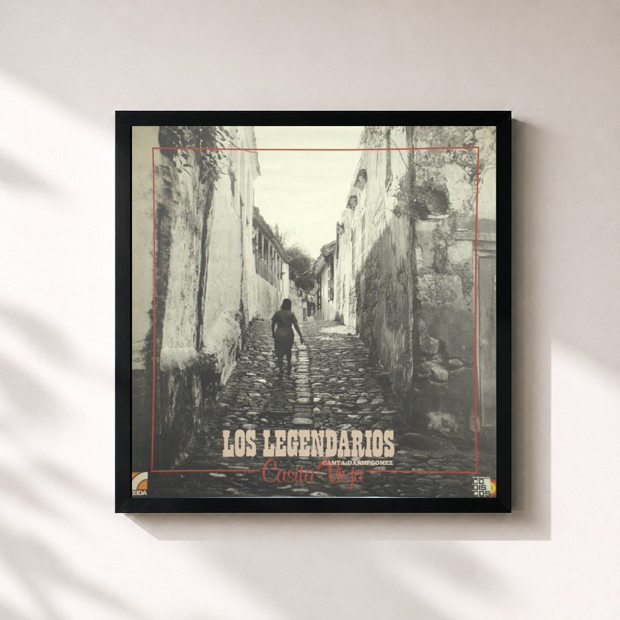 #noir Tableau carré de l'album Casita Vieja de Los Legendarios, cadre noir 32x32 cm