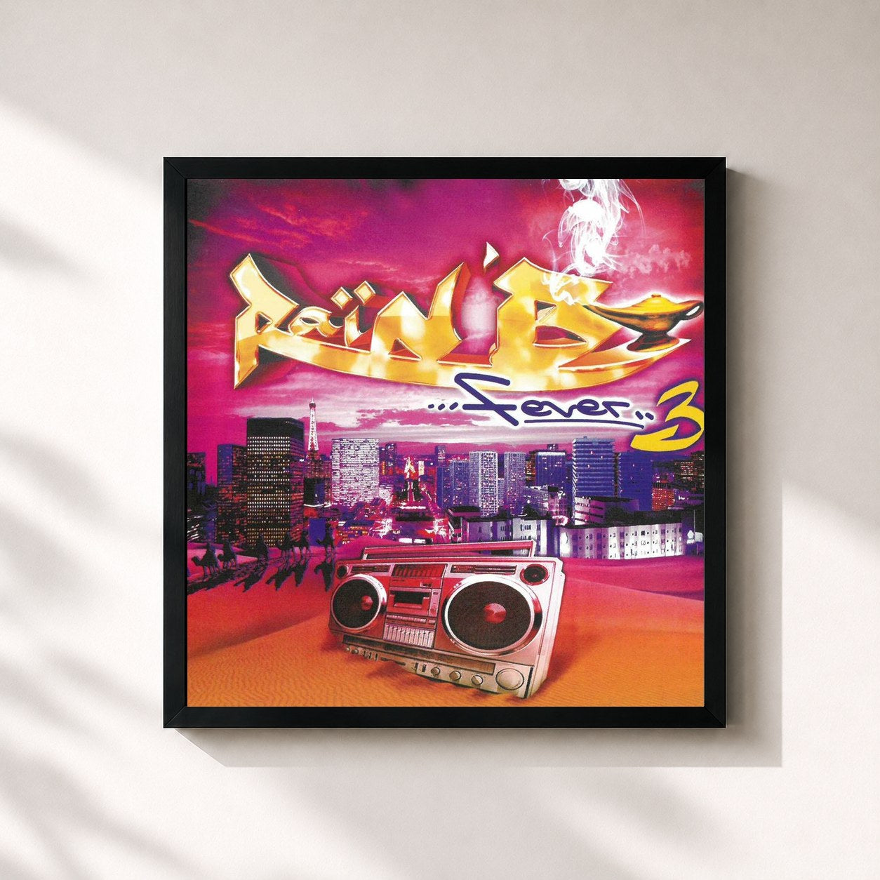 #noir Tableau carré de l'album Raï 'n' B Fever, Vol.3 (Deluxe) de Kore, cadre noir 32x32 cm