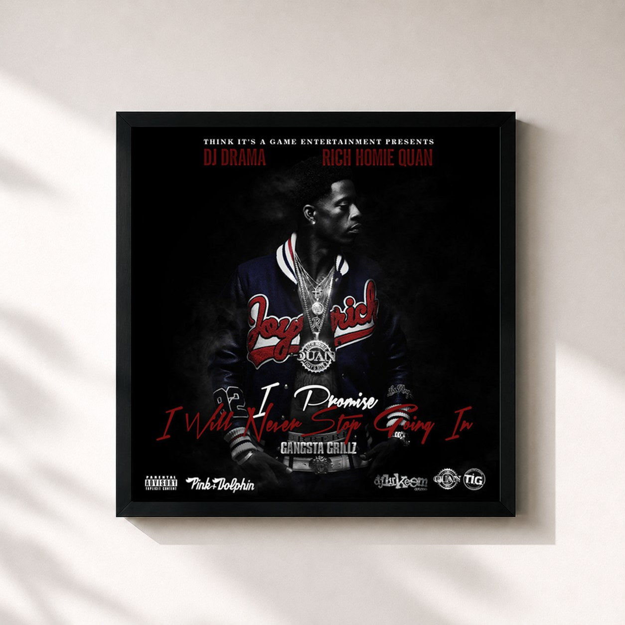 #noir Tableau carré de l'album I Promise I Will Never Stop Going In de Rich Homie Quan, cadre noir 32x32 cm