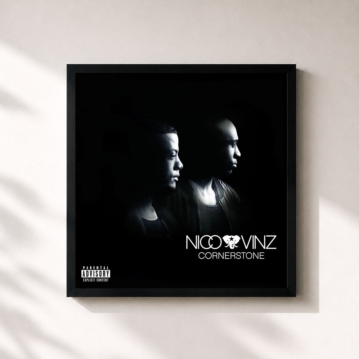 #noir Tableau carré de l'album Cornerstone de Nico & Vinz, cadre noir 32x32 cm