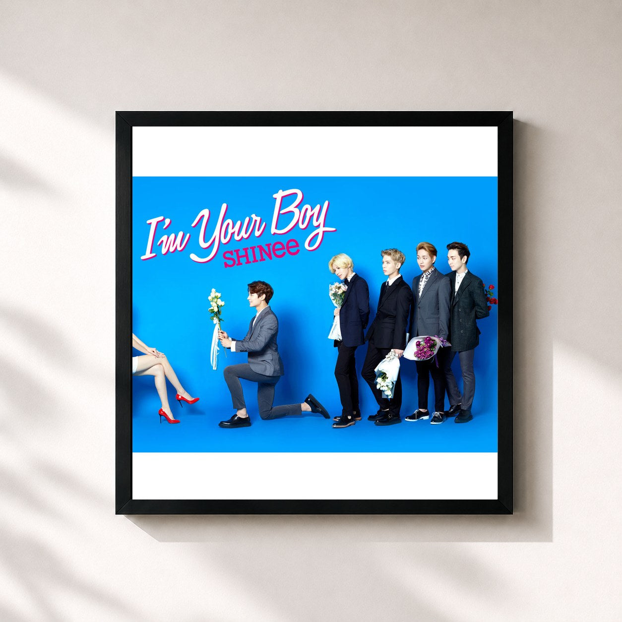 #noir Tableau carré de l'album I'm Your Boy de SHINee, cadre noir 32x32 cm