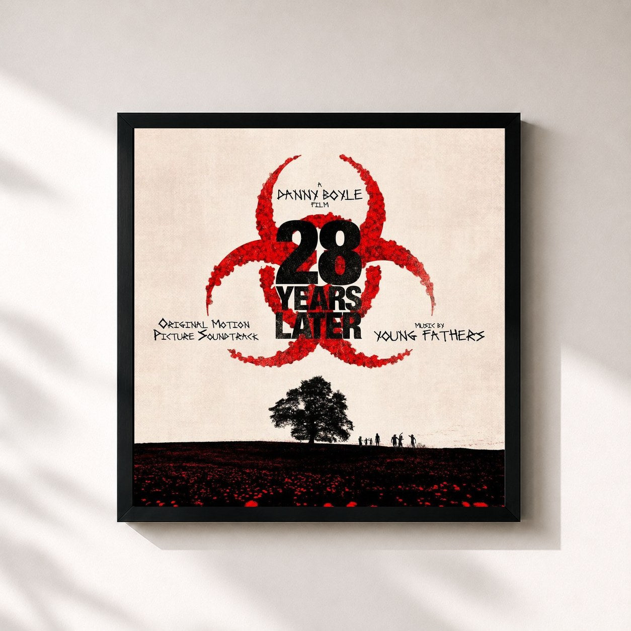 #noir Tableau carré de l'album 28 Years Later (Original Motion Picture Soundtrack) de Young Fathers, cadre noir 32x32 cm