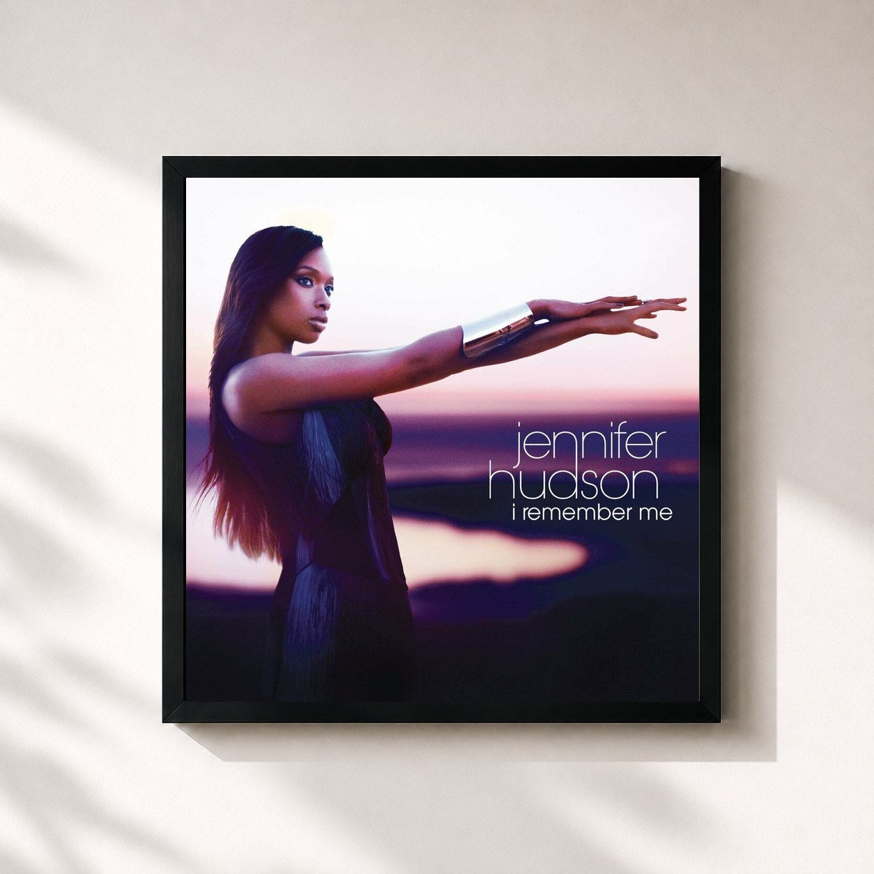 #noir Tableau carré de l'album I Remember Me de Jennifer Hudson, cadre noir 32x32 cm