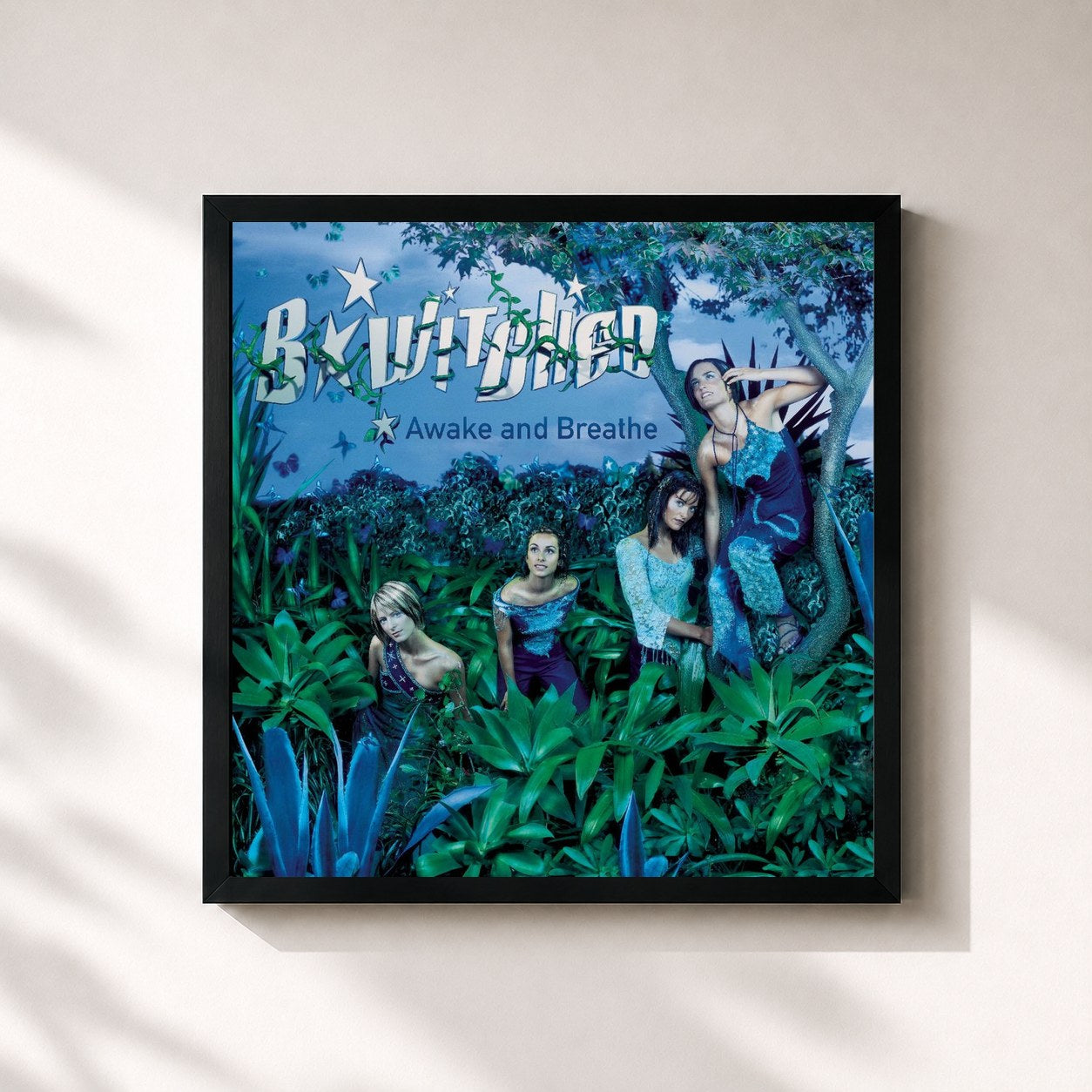 #noir Tableau carré de l'album Awake and Breathe de B*Witched, cadre noir 32x32 cm