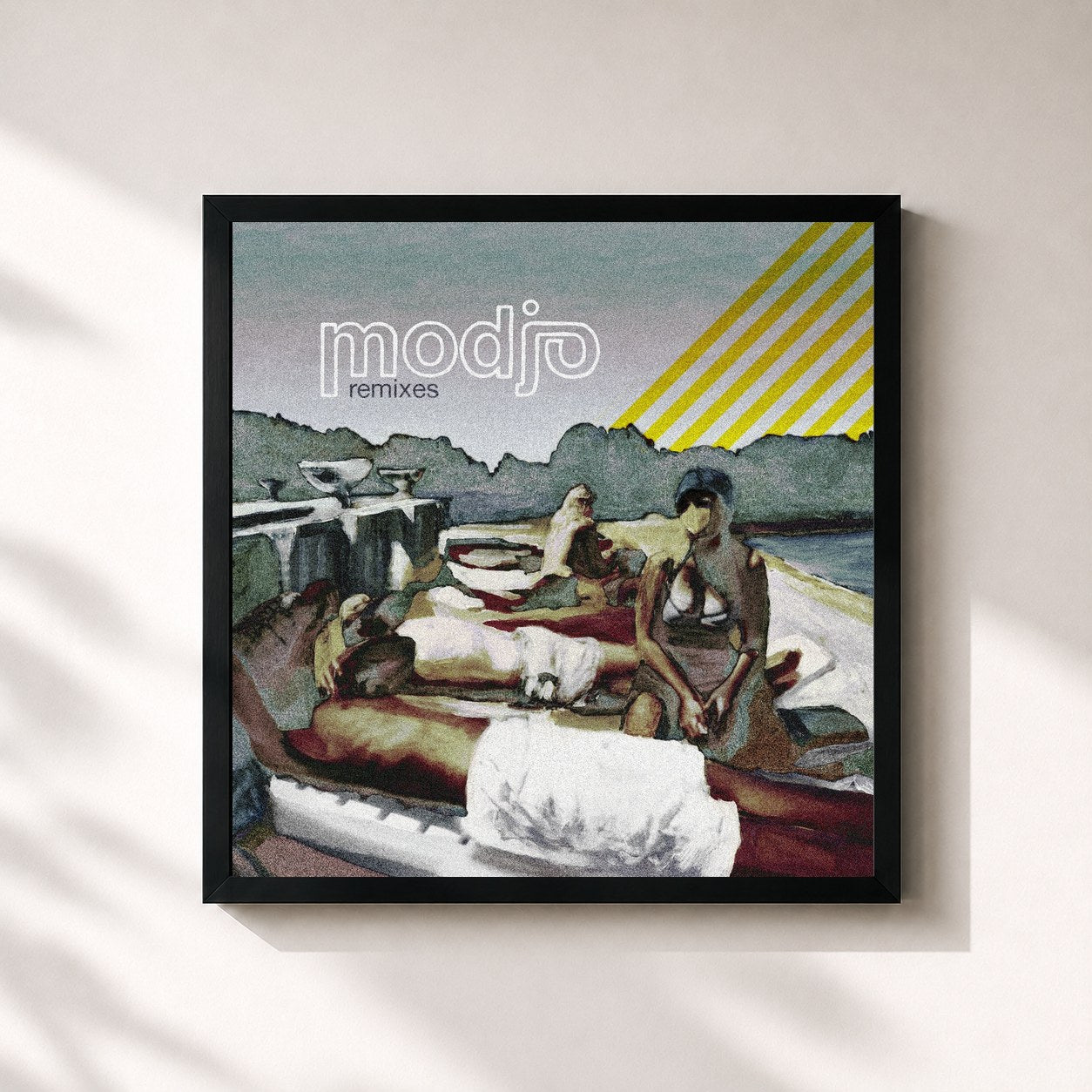 #noir Tableau carré de l'album Modjo Remixes de Modjo, cadre noir 32x32 cm