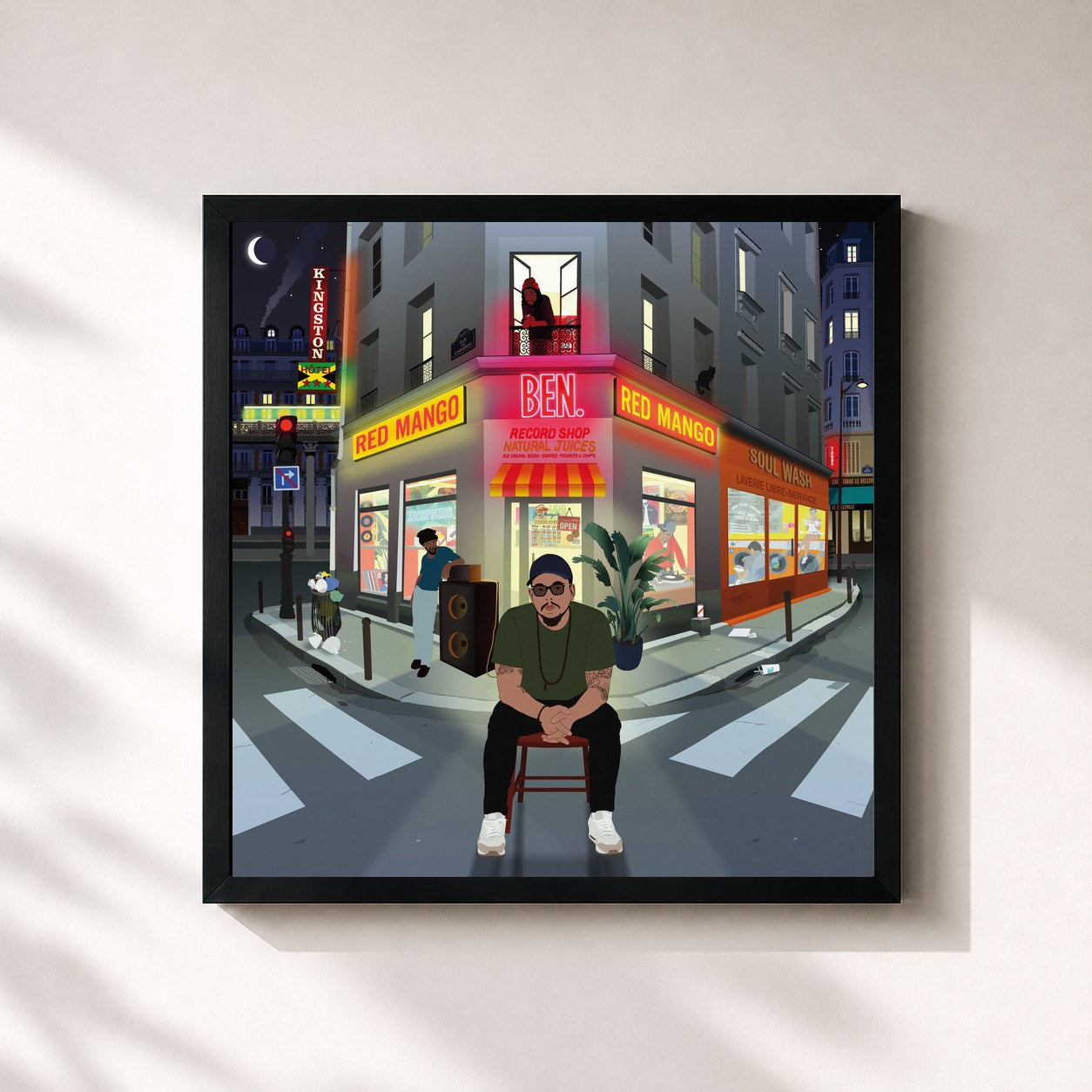 #noir Tableau carré de l'album Red Mango de Ben L'Oncle Soul, cadre noir 32x32 cm