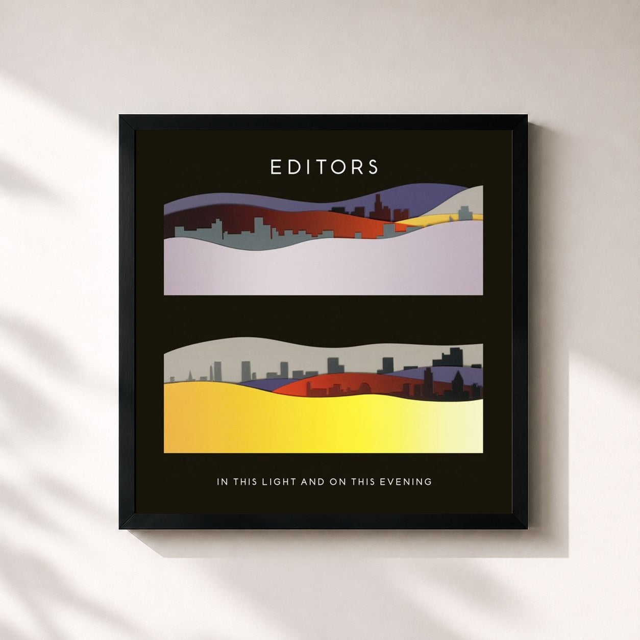 #noir Tableau carré de l'album In This Light and on This Evening de Editors, cadre noir 32x32 cm