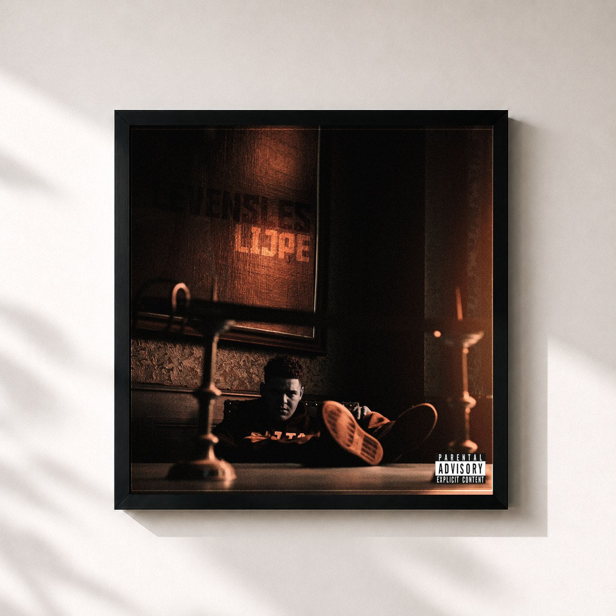 #noir Tableau carré de l'album Levensles de Lijpe, cadre noir 32x32 cm