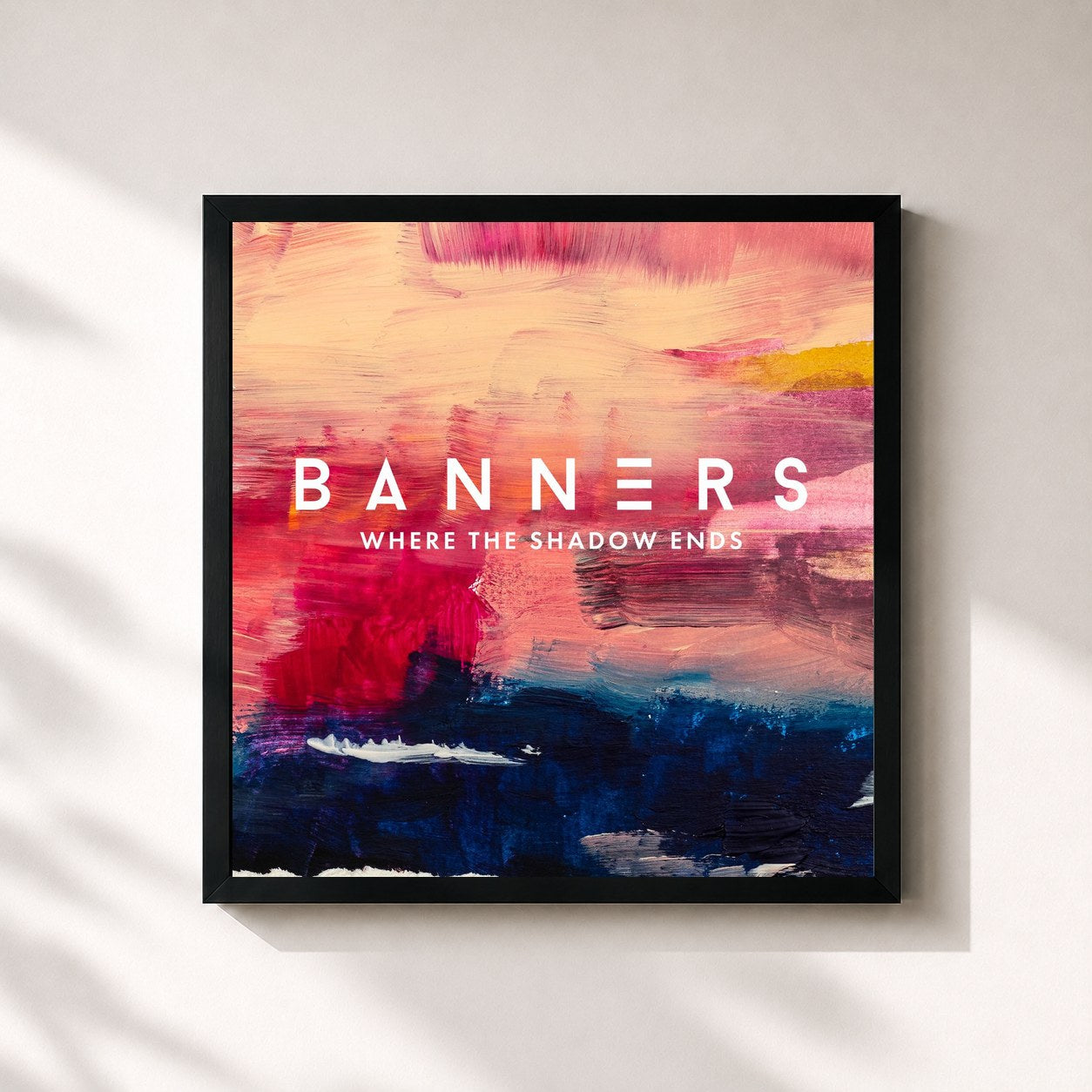 #noir Tableau carré de l'album Where The Shadow Ends de Banners, cadre noir 32x32 cm