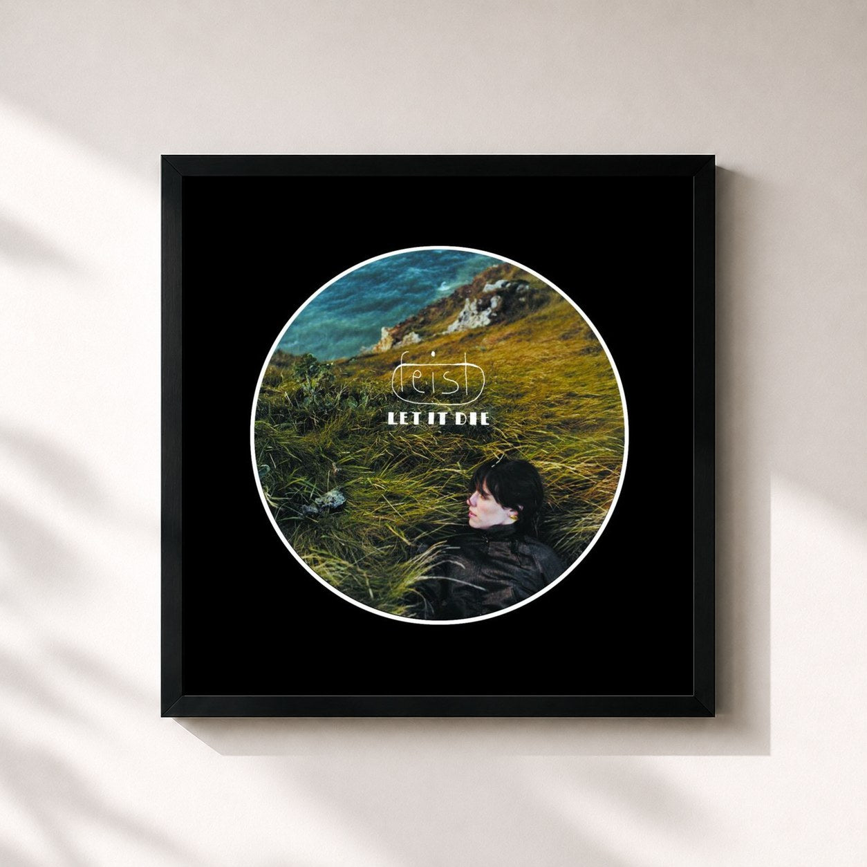 #noir Tableau carré de l'album Let It Die de Feist, cadre noir 32x32 cm