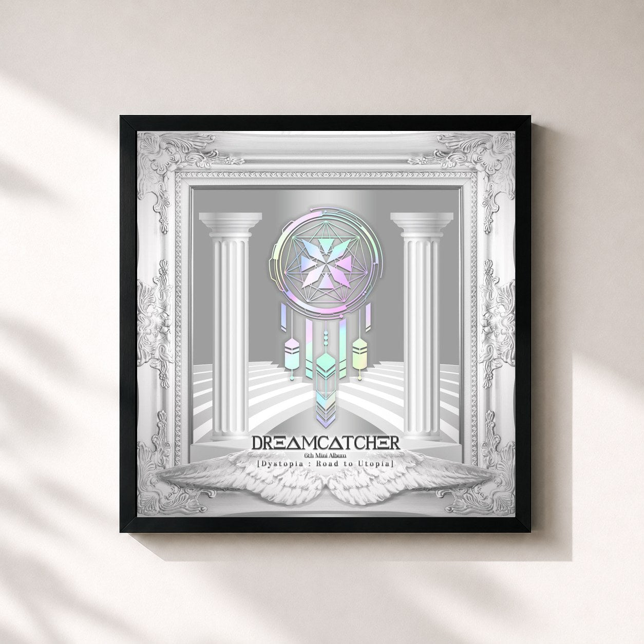 #noir Tableau carré de l'album [Dystopia : Road to Utopia] de DREAMCATCHER, cadre noir 32x32 cm