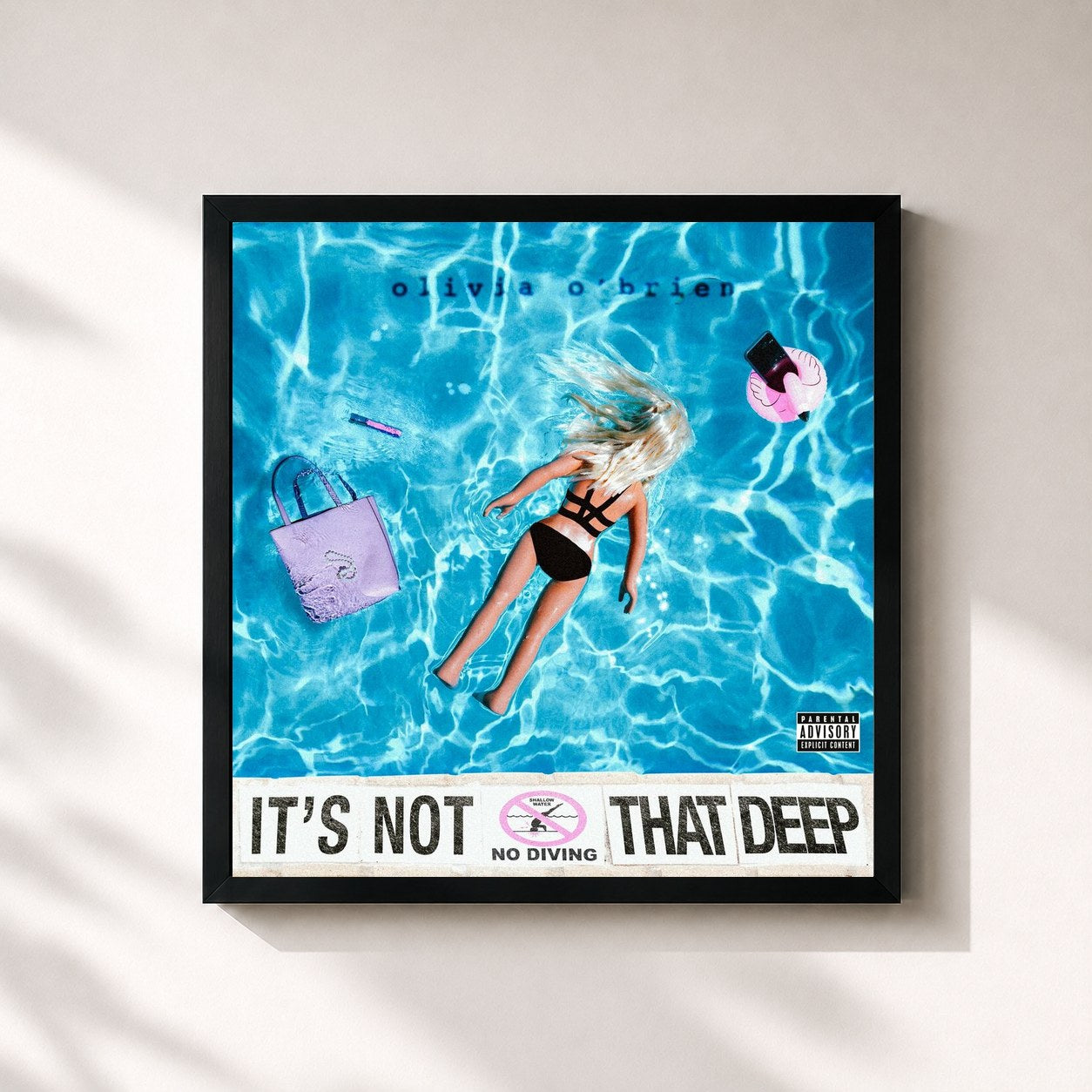 #noir Tableau carré de l'album It's Not That Deep de Olivia O'Brien, cadre noir 32x32 cm