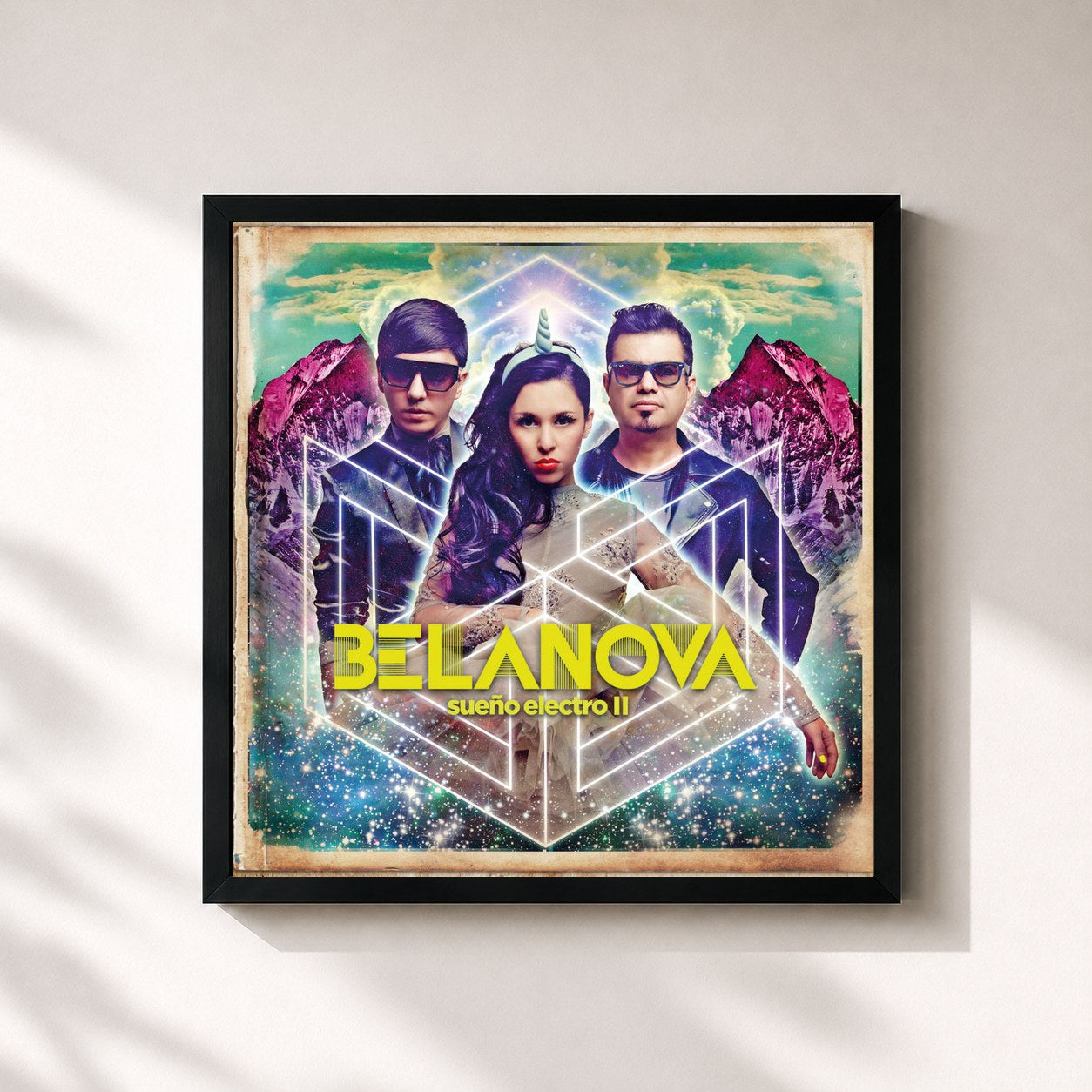 #noir Tableau carré de l'album Sueño Electro II de Belanova, cadre noir 32x32 cm