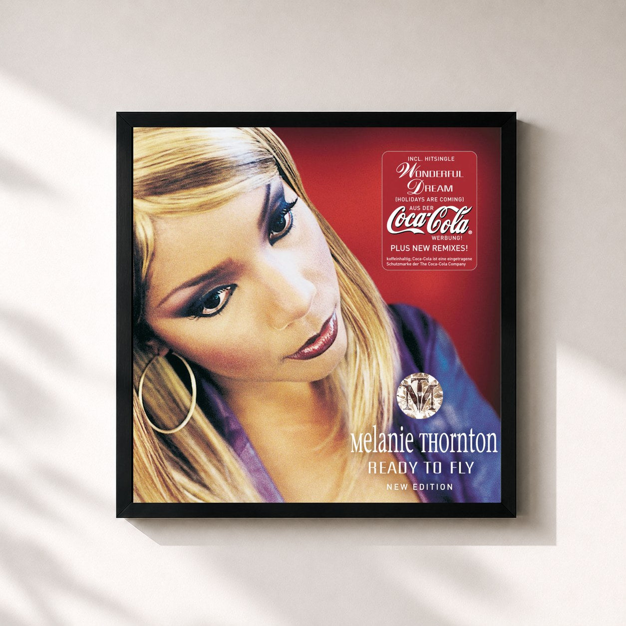 #noir Tableau carré de l'album Ready To Fly de Melanie Thornton, cadre noir 32x32 cm