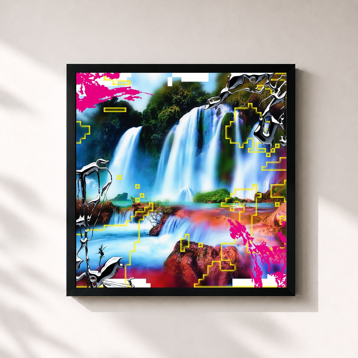 #noir Tableau carré de l'album Promised Land de Vintage Culture, cadre noir 32x32 cm