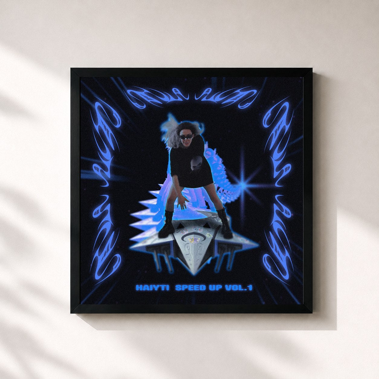 #noir Tableau carré de l'album SPEED UP VOL. 1 de Haiyti, cadre noir 32x32 cm