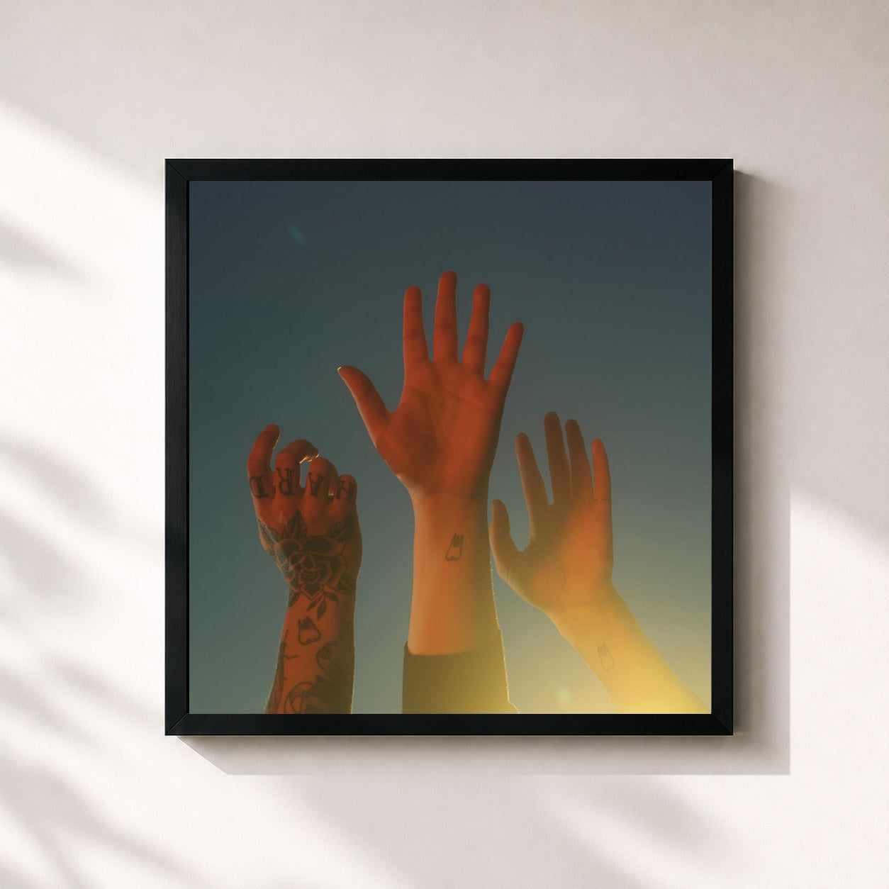 #noir Tableau carré de l'album the record de Boygenius, cadre noir 32x32 cm