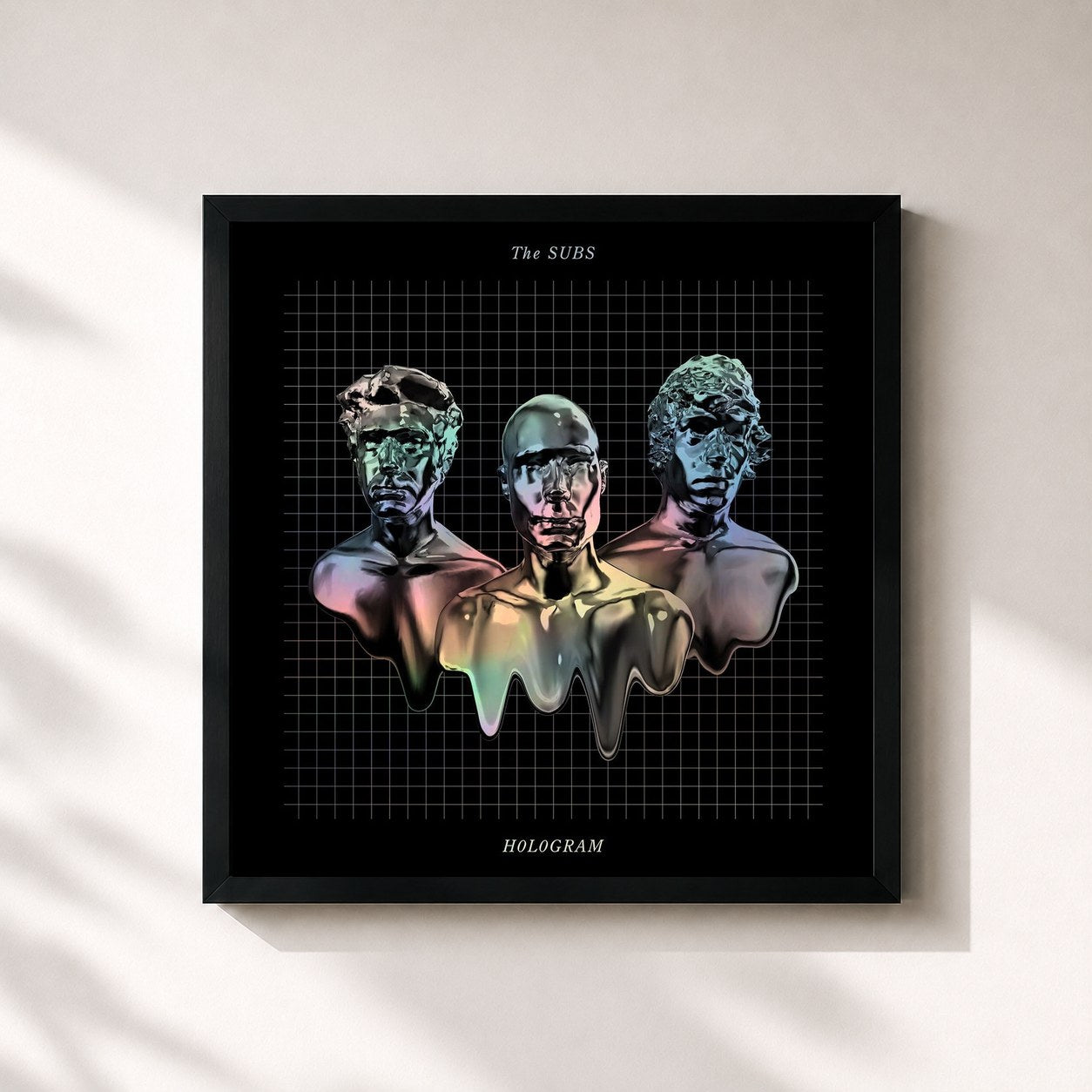 #noir Tableau carré de l'album Hologram de The Subs, cadre noir 32x32 cm