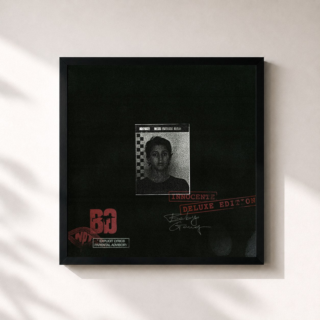 #noir Tableau carré de l'album INNOCENTE (Deluxe Edition) de Baby Gang, cadre noir 32x32 cm