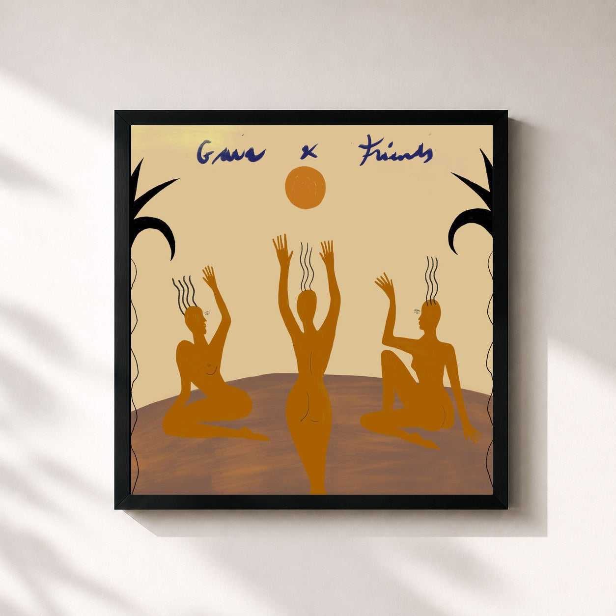 #noir Tableau carré de l'album Gaia & Friends de Crystal Fighters, cadre noir 32x32 cm