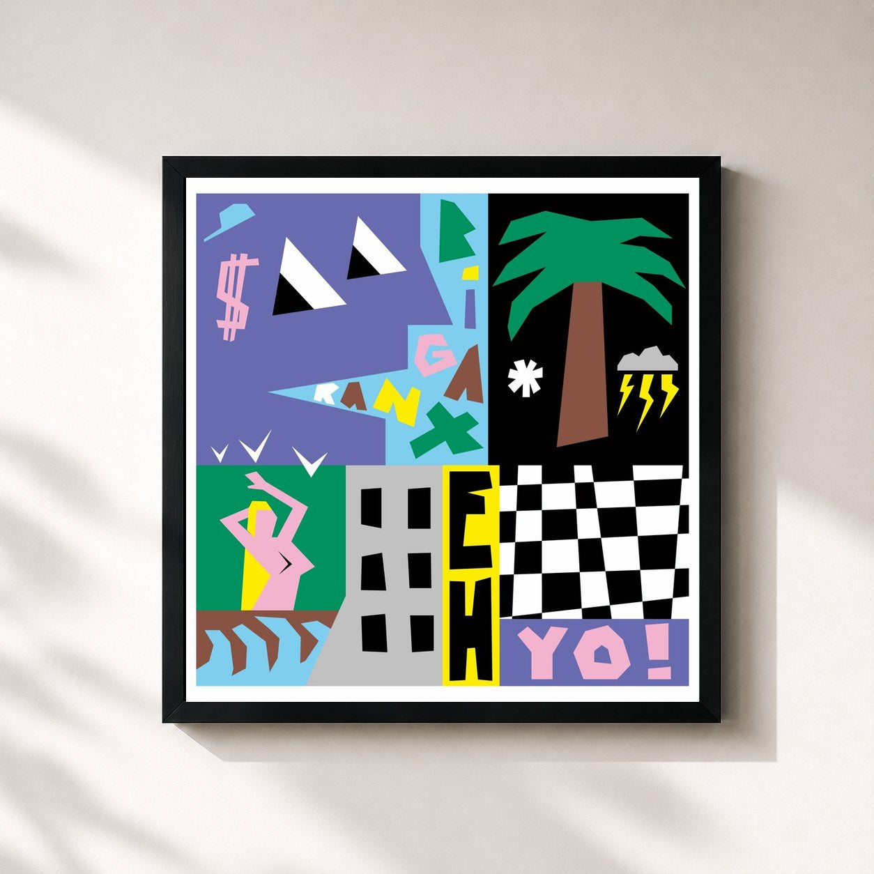 #noir Tableau carré de l'album Eh Yo! de Biga*Ranx, cadre noir 32x32 cm