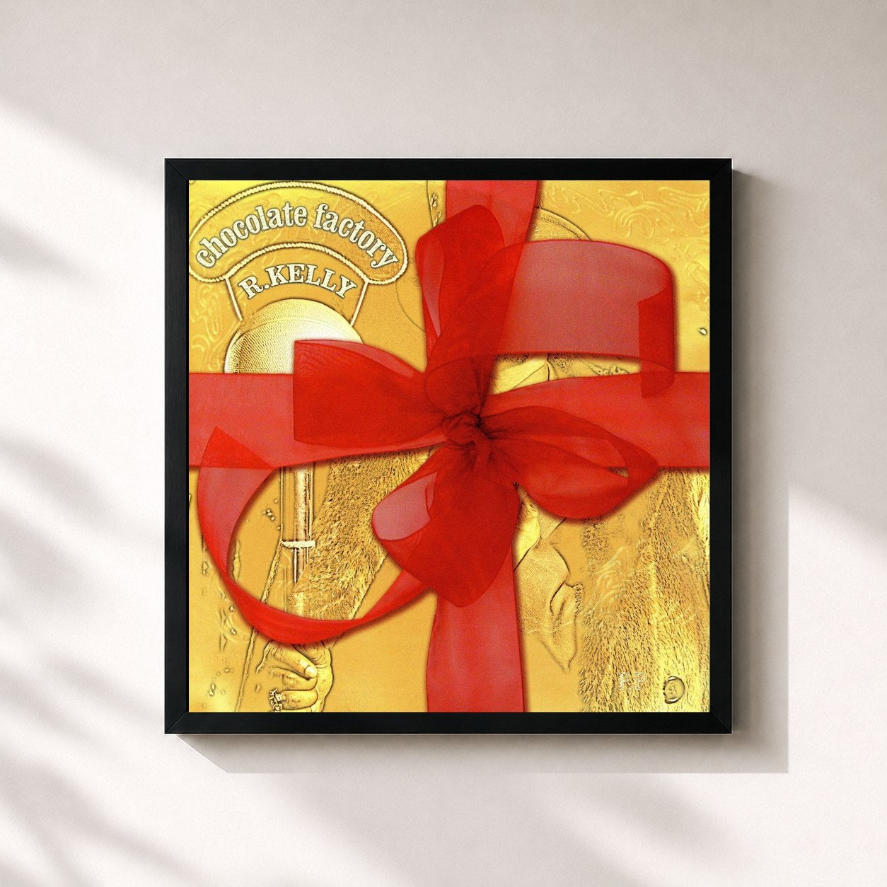 #noir Tableau carré de l'album Chocolate Factory de R. Kelly, cadre noir 32x32 cm