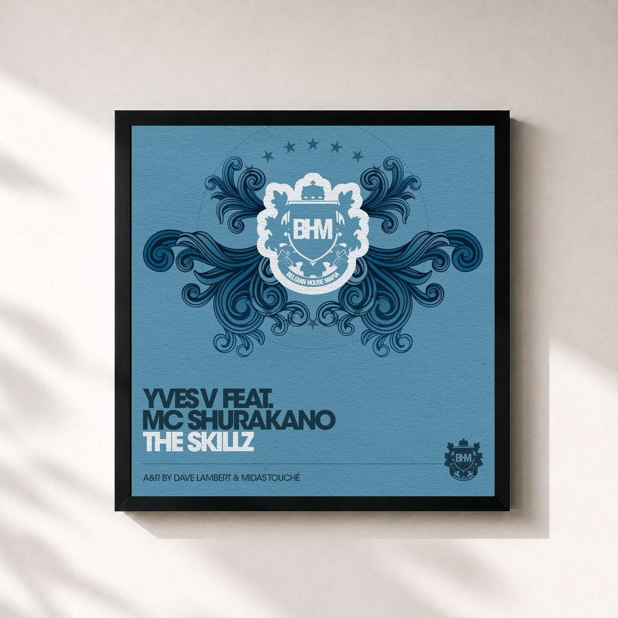 #noir Tableau carré de l'album The Skillz de Yves V, cadre noir 32x32 cm