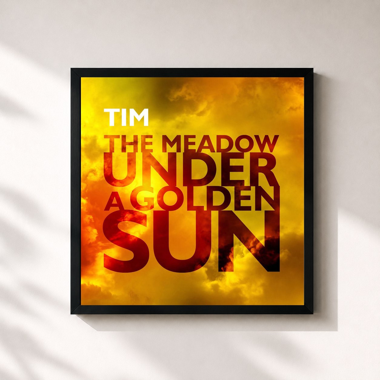 #noir Tableau carré de l'album The Meadow Under a Golden Sun de Tim, cadre noir 32x32 cm