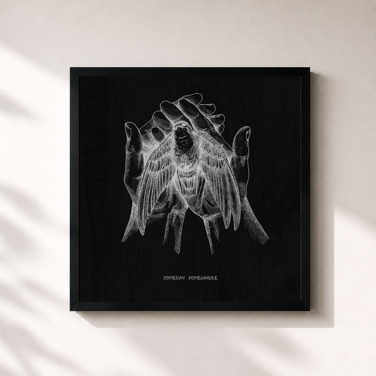 #noir Tableau carré de l'album Someday Somewhere de Mura Masa, cadre noir 32x32 cm