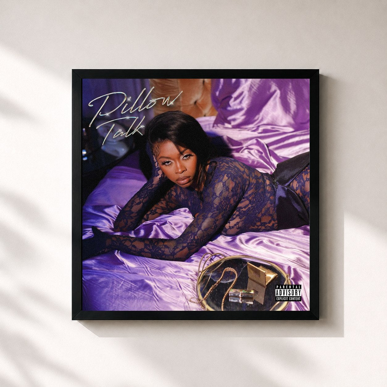 #noir Tableau carré de l'album Pillow Talk de Tink, cadre noir 32x32 cm