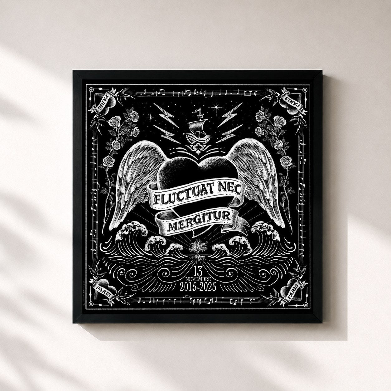 #noir Tableau carré de l'album FLUCTUAT NEC MERGITUR (13 novembre 2015) de Victor Le Masne, cadre noir 32x32 cm
