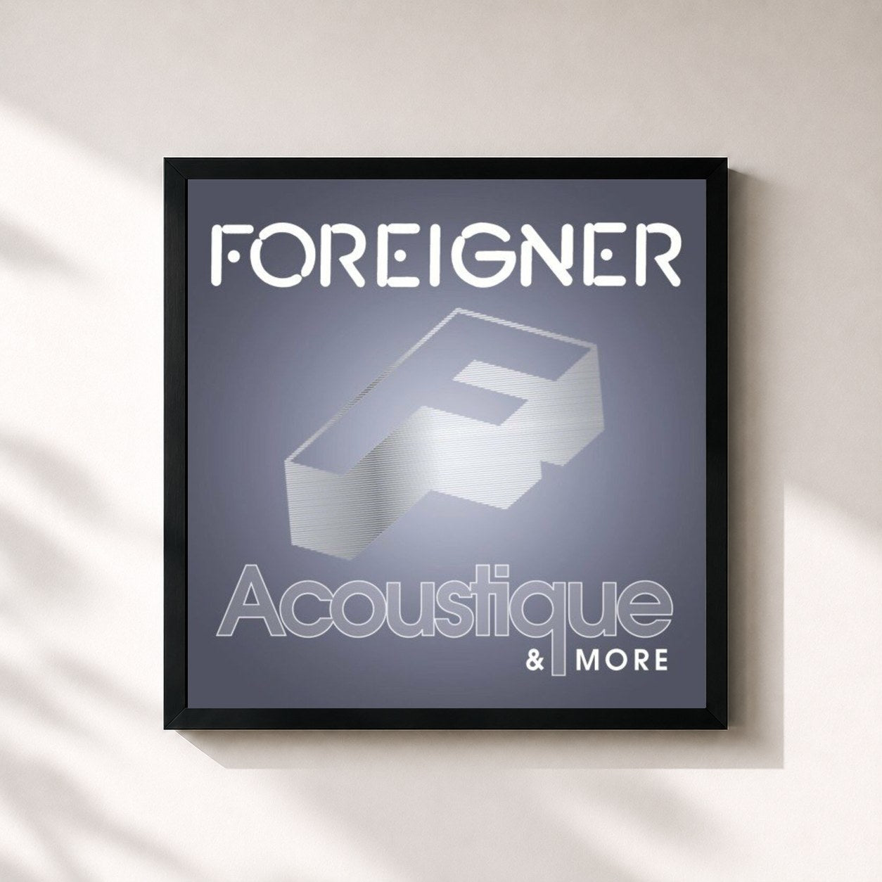 #noir Tableau carré de l'album Acoustique & More de Foreigner, cadre noir 32x32 cm