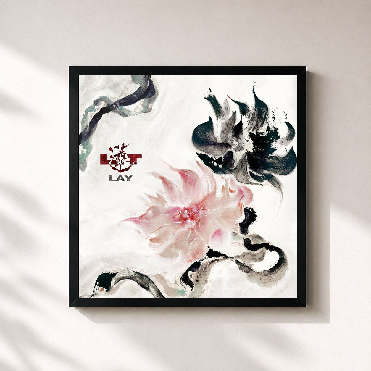 #noir Tableau carré de l'album LIT de LAY, cadre noir 32x32 cm