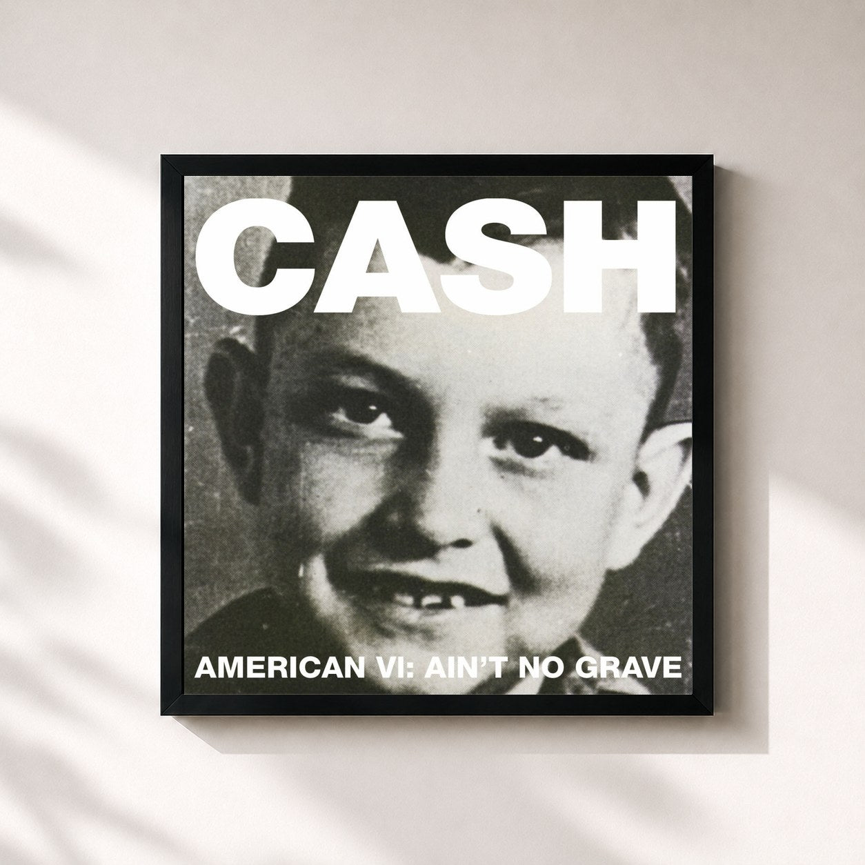 #noir Tableau carré de l'album American VI: Ain't No Grave de Johnny Cash, cadre noir 32x32 cm