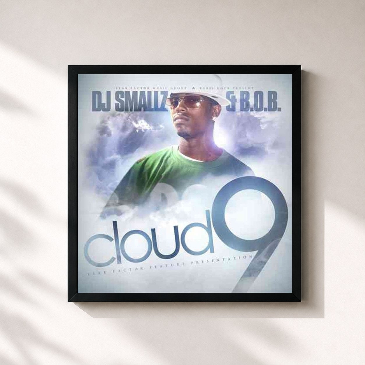 #noir Tableau carré de l'album Cloud 9 de B.o.B, cadre noir 32x32 cm